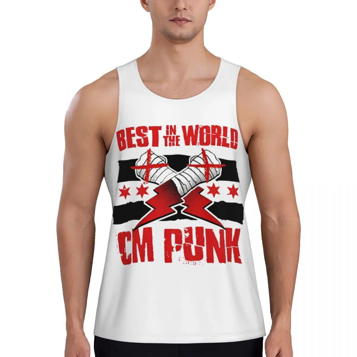 Graphic Wrestling CM Punk Best In The World Workout Tank Tops Sleeveless Shirt Bodybuilding Fitness Gym Compression Vest