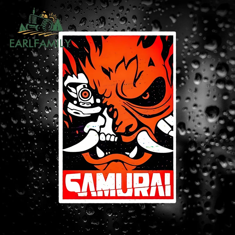 1Pc Cyber Samurai Red Demon Waterproof Vinyl Sticker, Scratch Resistant Art Decal for Car Body Decoration
