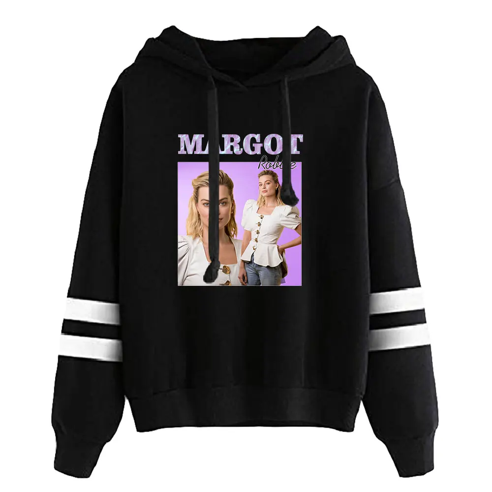 Margot Robbie Hoodie Unisex Pocketless Paralelo Bares Manga Camisola Das Mulheres Dos Homens Com Capuz Pullover 2022 Jovem Estrela Roupas