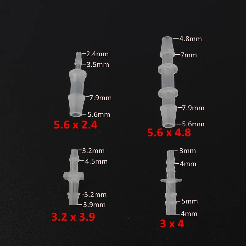 5pcs PP Hose Fittings Straight Reducing Connector Air Pump Line Joints Aquarium Oxygen Tube Connector Garden Micro Irrigation