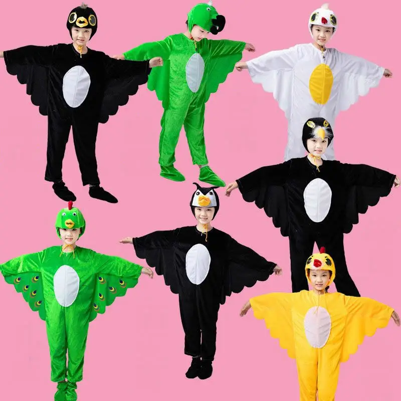 Children's Cosplay Birds Animal Costume Performance Anime Crows Owls Eagles Peacocks Parrots Conjoined Animal jumpsuit Halloween