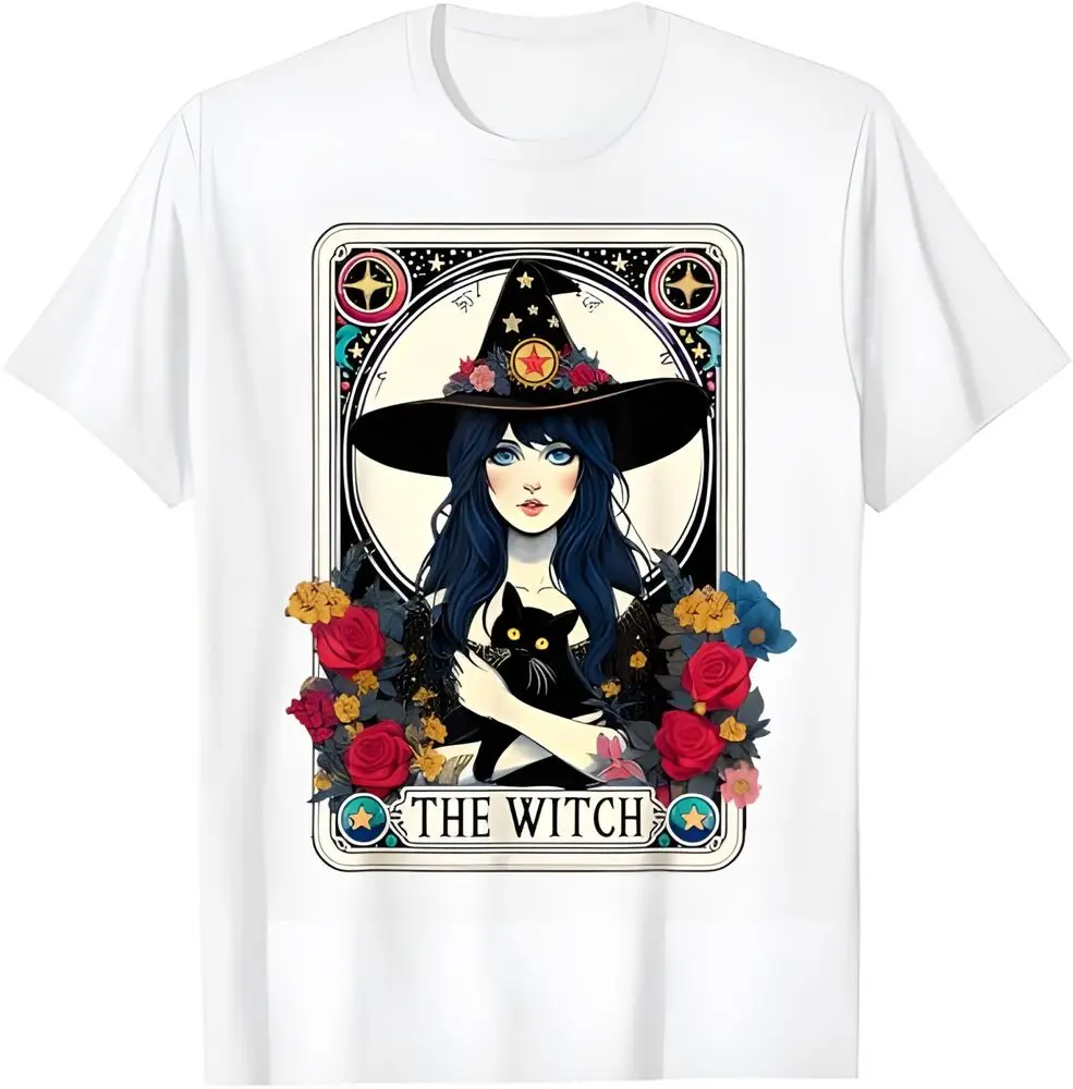 The Cat Tarot Card Halloween Witch Retro Witch Women Cat T-Shirt