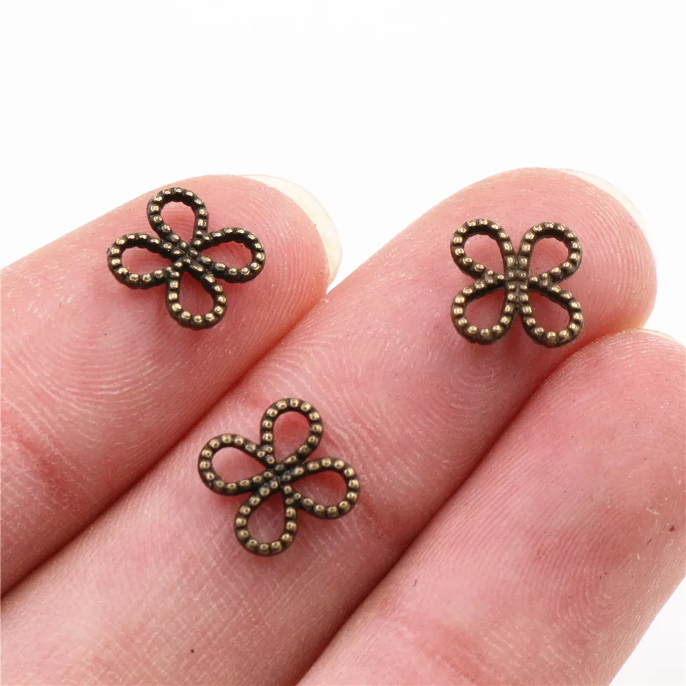 50pcs Charms Flower 10x8mm Antique Making Pendant fit,Vintage Tibetan Bronze Silver color,DIY Handmade Jewelry