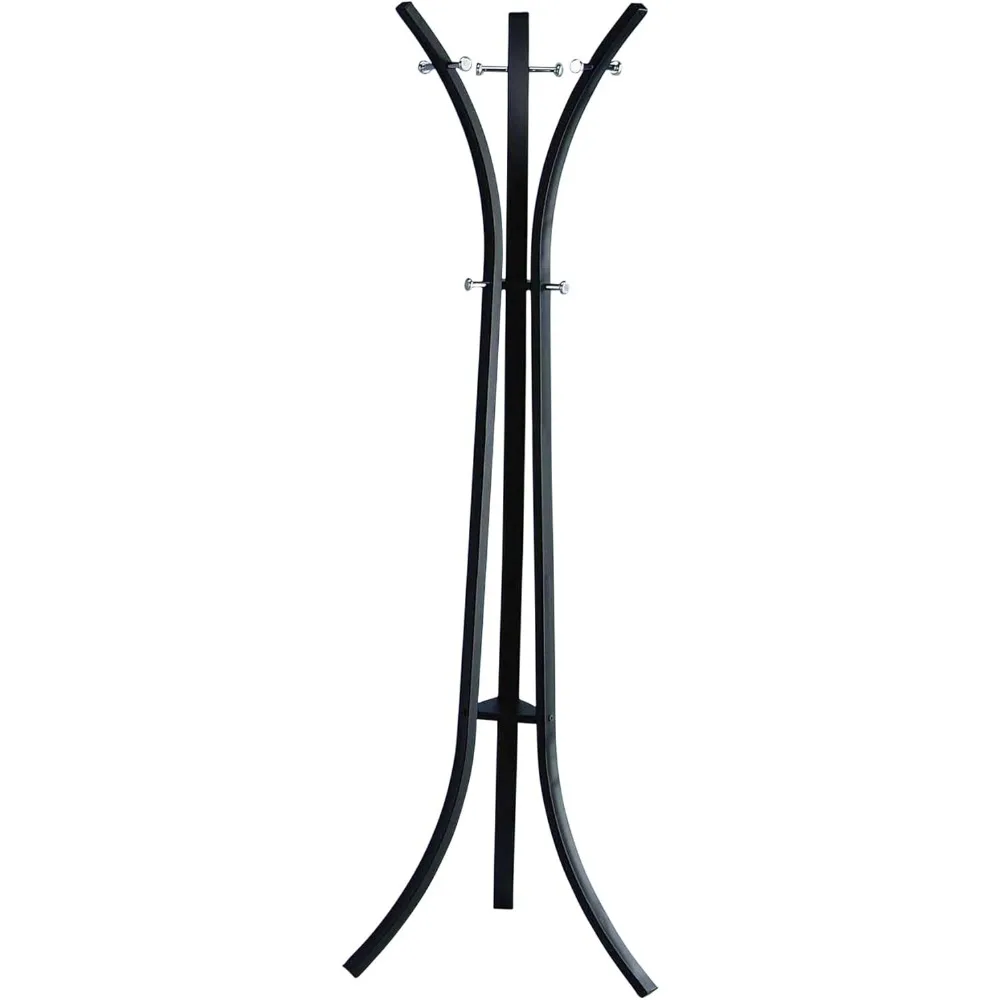 King's Brand Furniture-Laporte 9-Hook Freestanding Metal Coat & Hat Rack Stand, Black