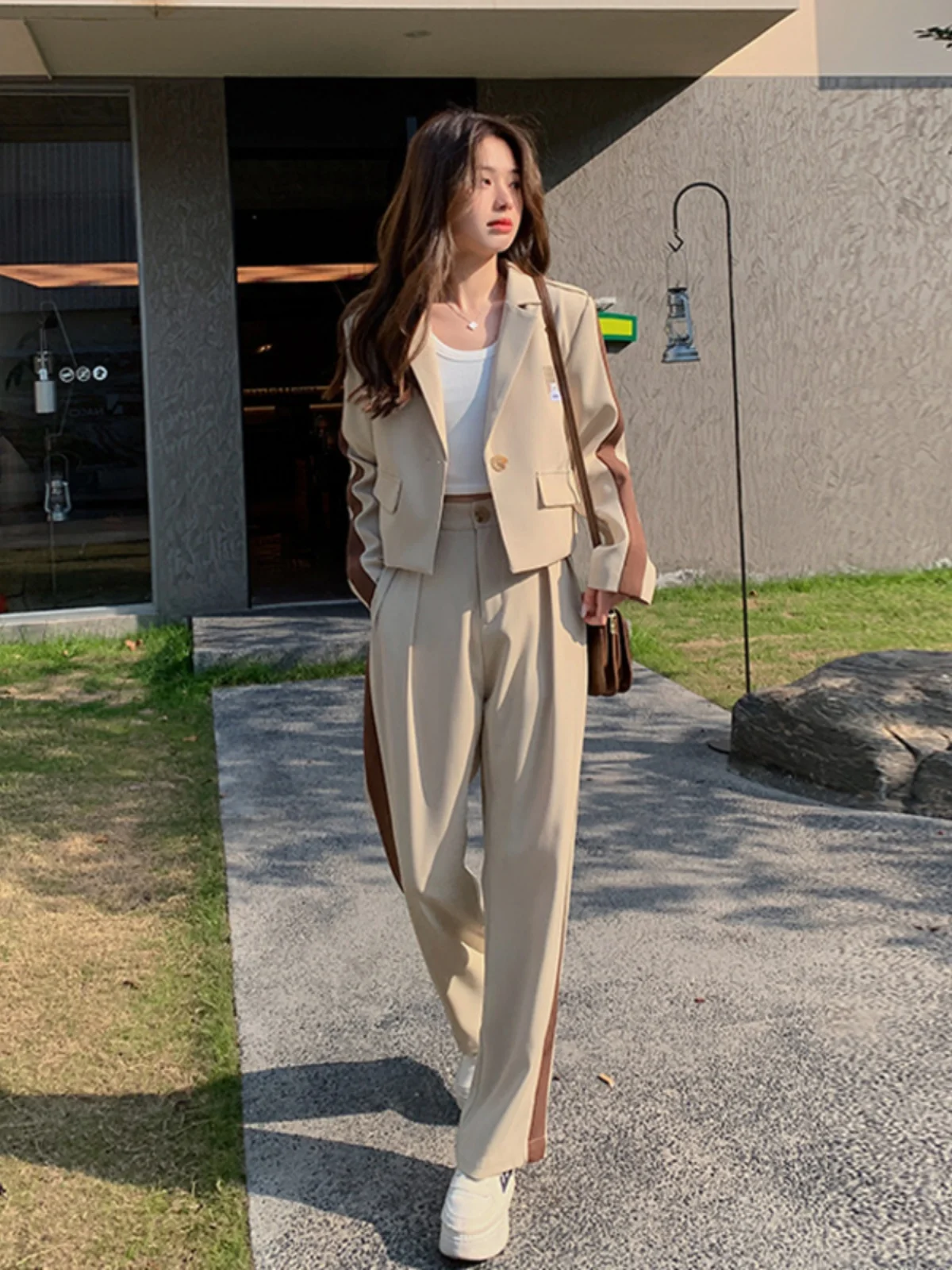 

Elegant Lady Street Style Suit Set Women's Spring Autumn 2026 New High-End Feel Small Western Suit Casual Professional Two-Pi...