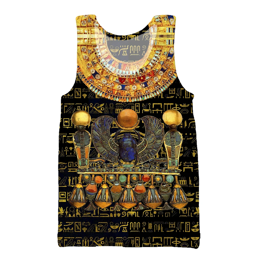 SONSPEE Summer Ancient Egyptian Egypt God Pharaoh 3D Printing Sleeveless Vest Men Women Plus Size Vintage Streetwear Tank Tops