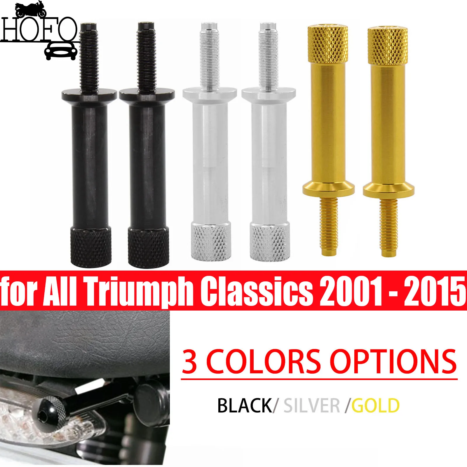 2pcs/set Tool Free Seat Bolts Long for All Triumph Classics 2001 -2015 (Air Cooled2016) Scrambler/Bonneville/Thruxton/T100