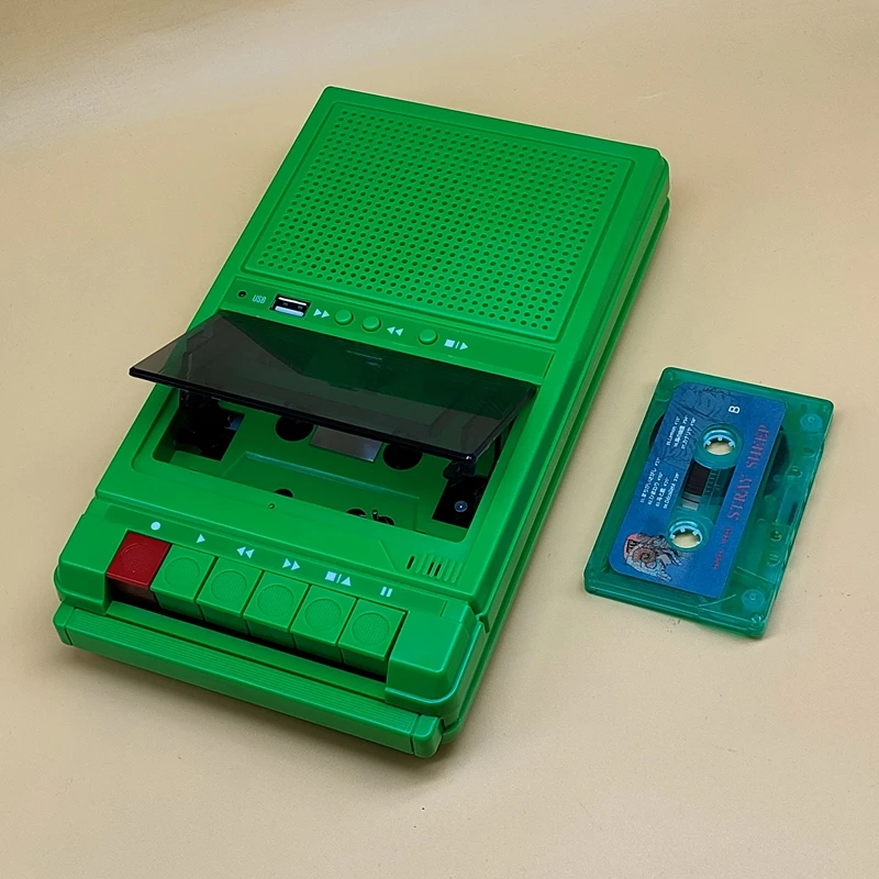 Retro Stereo Cassette Player Walkman Cassette Tape Music Audio Auto Reverse with Recorder External Speaker USB Playback