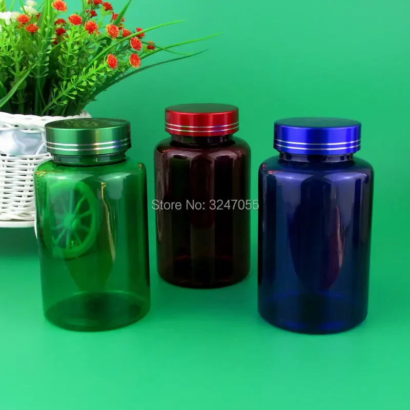 200ml 250ml Empty Green Plastic Medicine Capsules Packing Bottle, Blue/Red High Quality Medical Pills/Tablets Storage Container