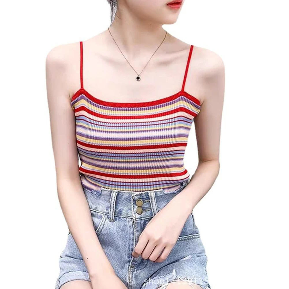 

Casual Summer Top Striped Suspenders Striped Suspenders Top Casual Wear Sleeveless Style Vacation Apparel Daily Wear