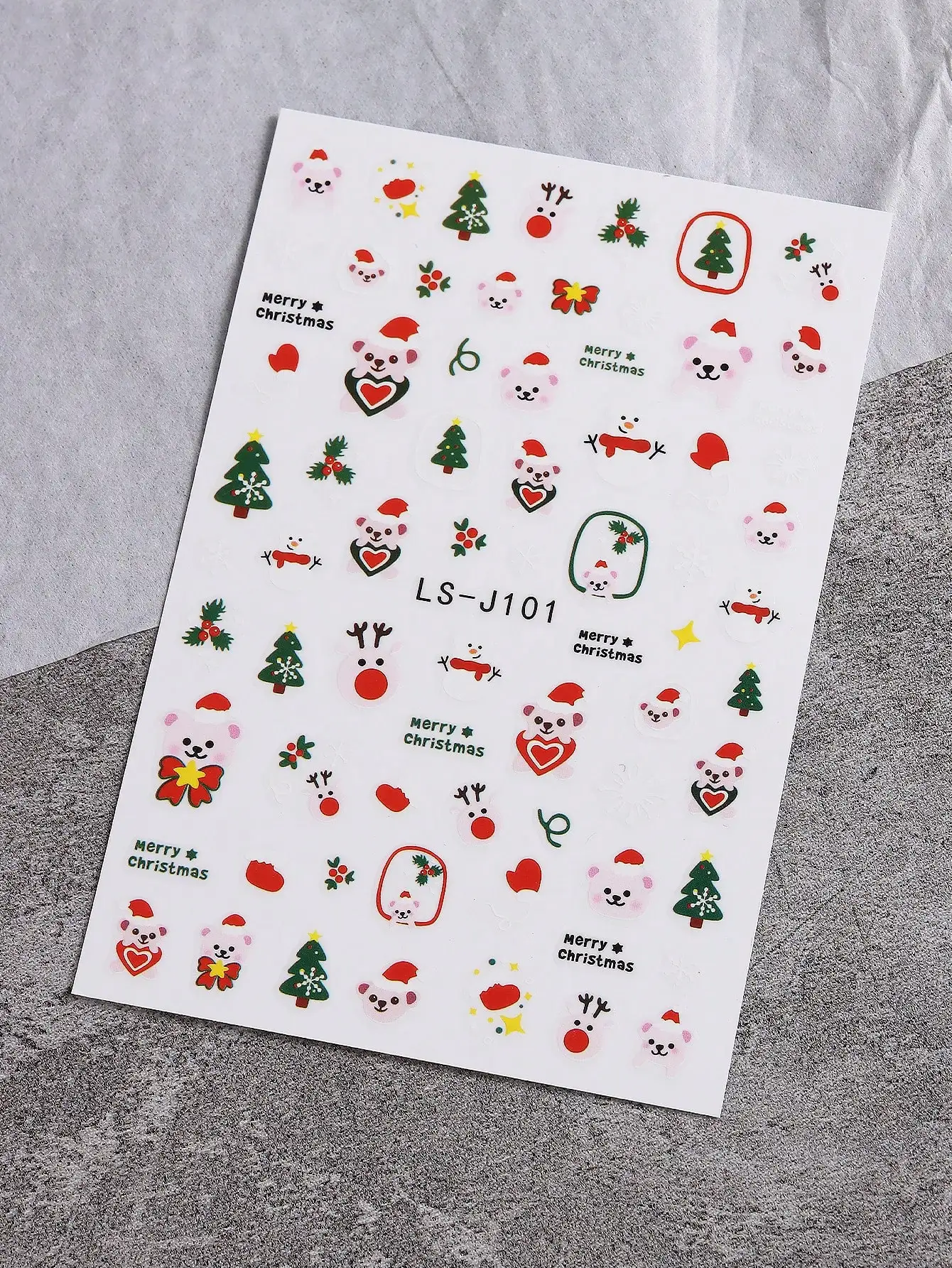 4 شكوك Weihnachts-Dekoraufkleber مع Weihnachtsmann، Schneemann، Pinguin، Elch، Lebkuchenmann، Süßes Muster Design