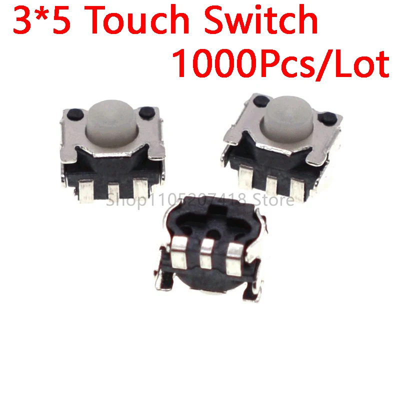1000PCS/Lot 3*5 Touch Switch Smiley Face Switch 3.5H Side Press Tactile Micro Tact Key Push Button Switch Bracket SMT SMD 3Pin