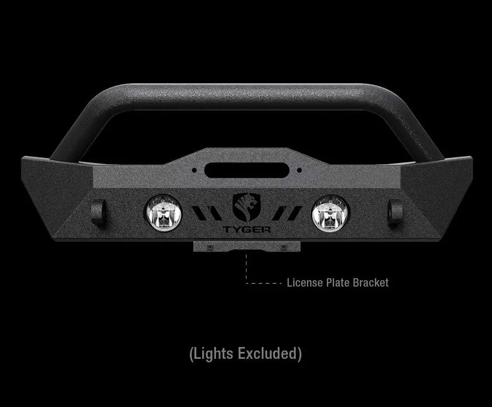 Auto TG-BP6J70078 Tyger Fury Stubby Front Bumper w/Winch Plate Compatible with 07-18 Jeep Wrangler JK; 2018-2024 JL (Inclu