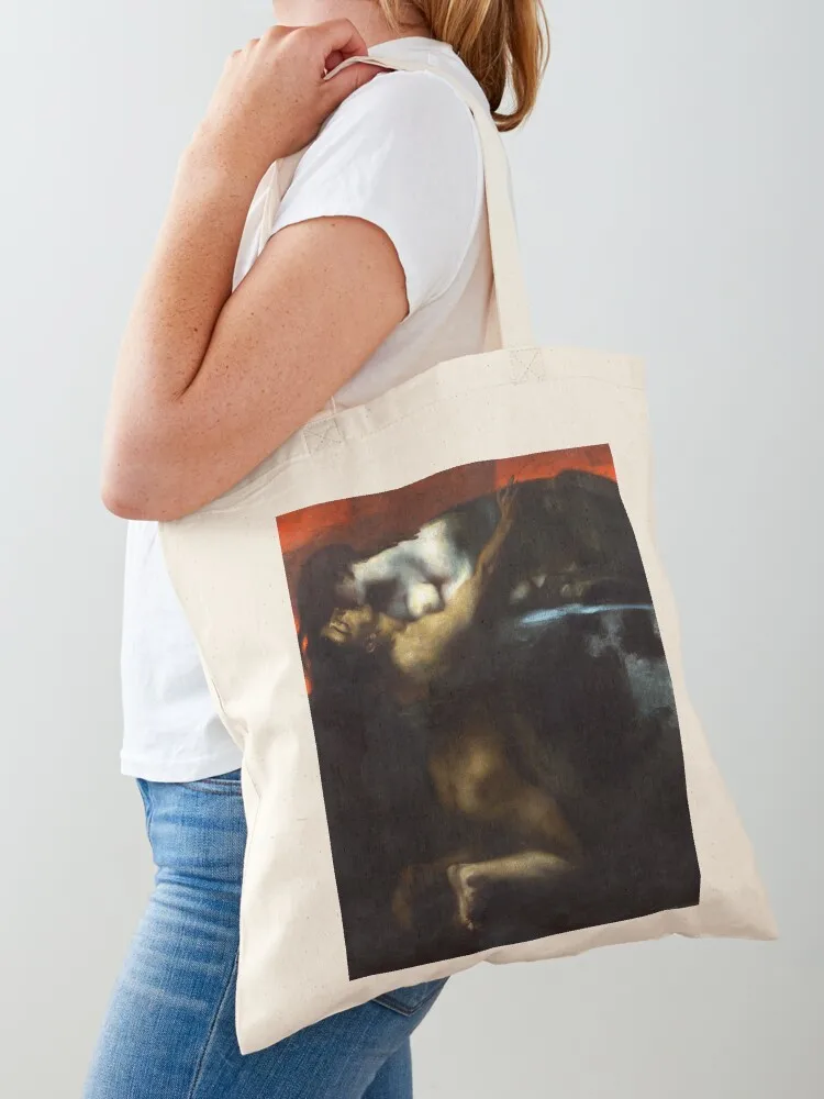 

Kiss of the Sphinx - Franz von Stuck Tote Bag Portable shopping bag foldable reusable bag Canvas sac pour femme
