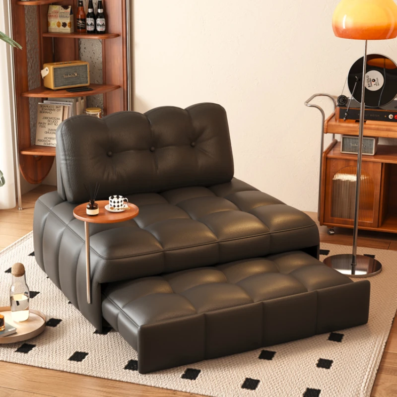 

Folding sofa bed, sitting and sleeping dual-purpose single person leather block, tofu block small unit type