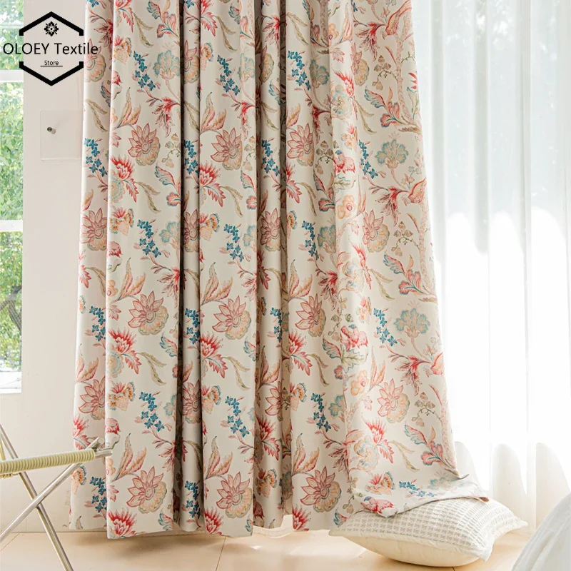 American Country Rustic Style Blackout Curtains for Living Room Bedroom Vintage Printing Light Luxury Senior Sense Custom 1PC