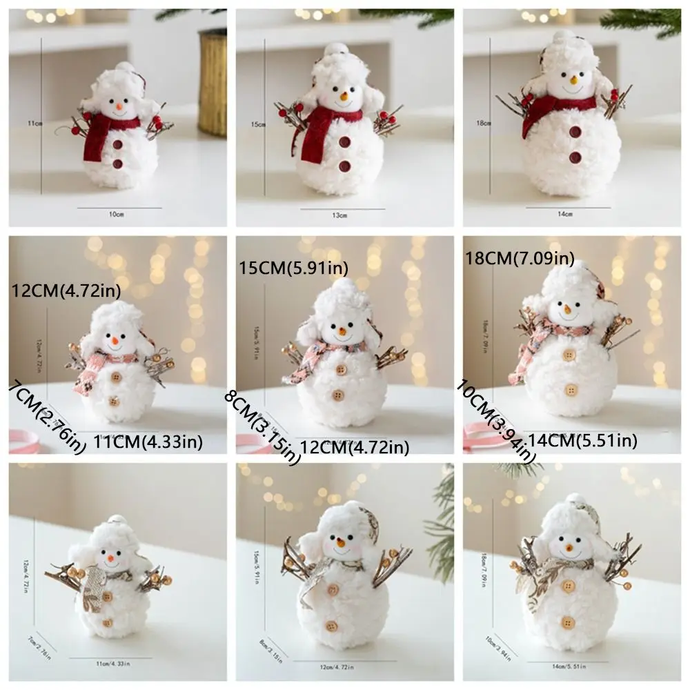 漫画クリスマス雪だるまの装飾品ラウンド帽子ニット雪だるま像シミュレーションソフトぬいぐるみ雪だるま人形クリスマステーブル