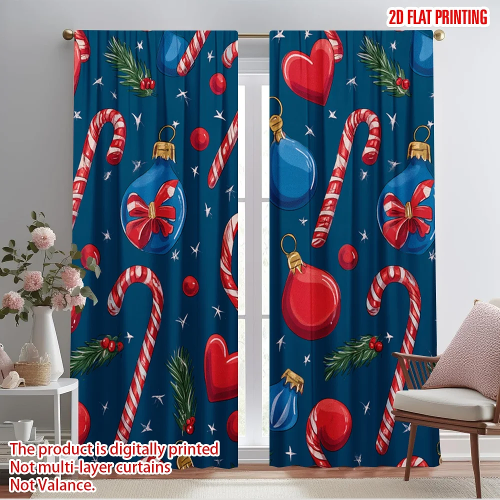 2 قطعة، ستارة نافذة مطبوعة على شكل طائرة ثنائية الأبعاد an_illustration_of_christmasf921ea1cb62a ديكورات بوليستر متينة (بدون قضيب) #1