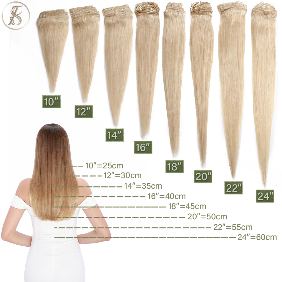 TESS 50-80g Natürliche Haar Extensions Clip In Menschliches Haar Extensions Gerade 8 teile/satz Vollen Kopf Dünne Highlight haar Clip Haarteil – Detail 1