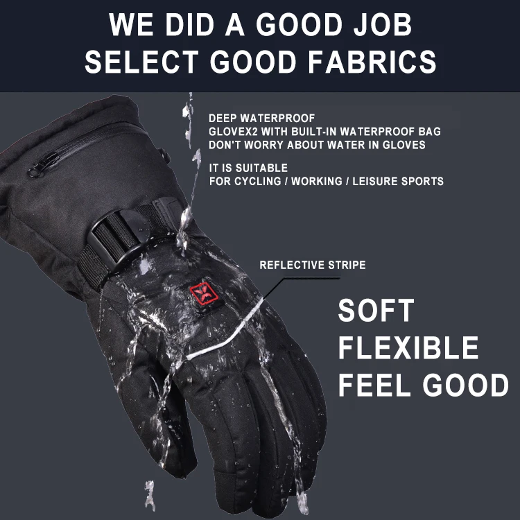 قفازات ساخنة قابلة لإعادة الشحن للرجال والنساء لسباق الدراجات والرياضات الشتوية والتزلج - للأنشطة الخارجية مثل التزلج على الصيد