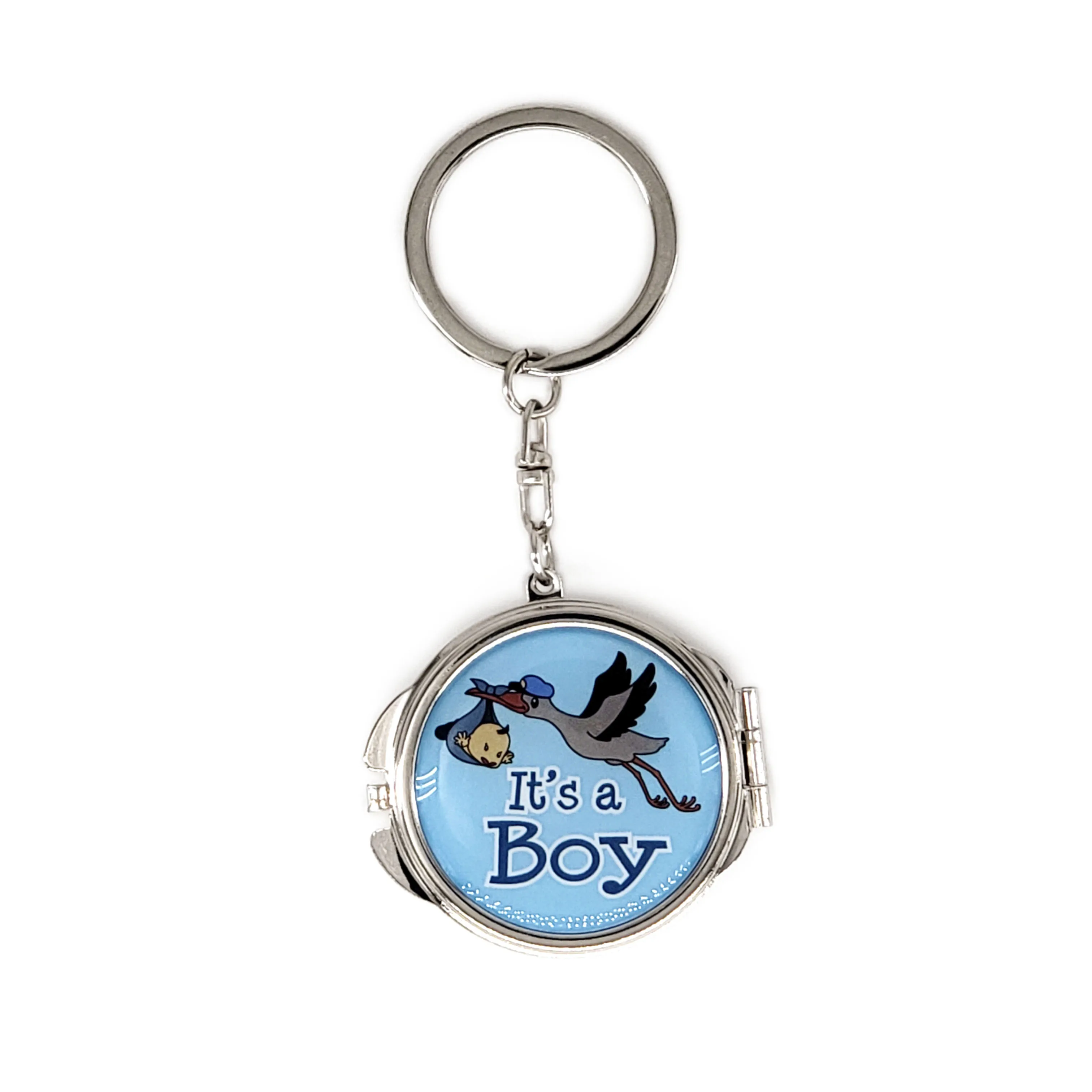 

Baby Shower Stork Birds Blue Keepsake Compact Mirror Party Favor Gift Baptism Communion Christening
