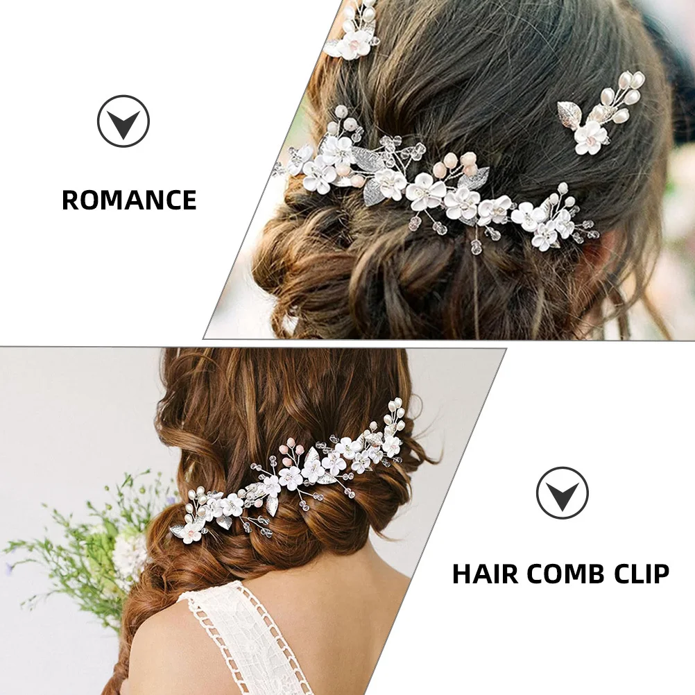 

5Pcs Metal Leaf Hairpins Bridal Hair Accessories Flower Rhinestone Pins Wedding Hair Forks for Brides Prom Parties