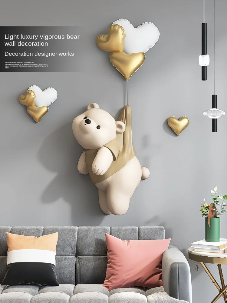 

Home Decor Vitality Bear Three-dimensional Wall Decoration Sculptures Background Wall Ornament of Living Room Porch Statues