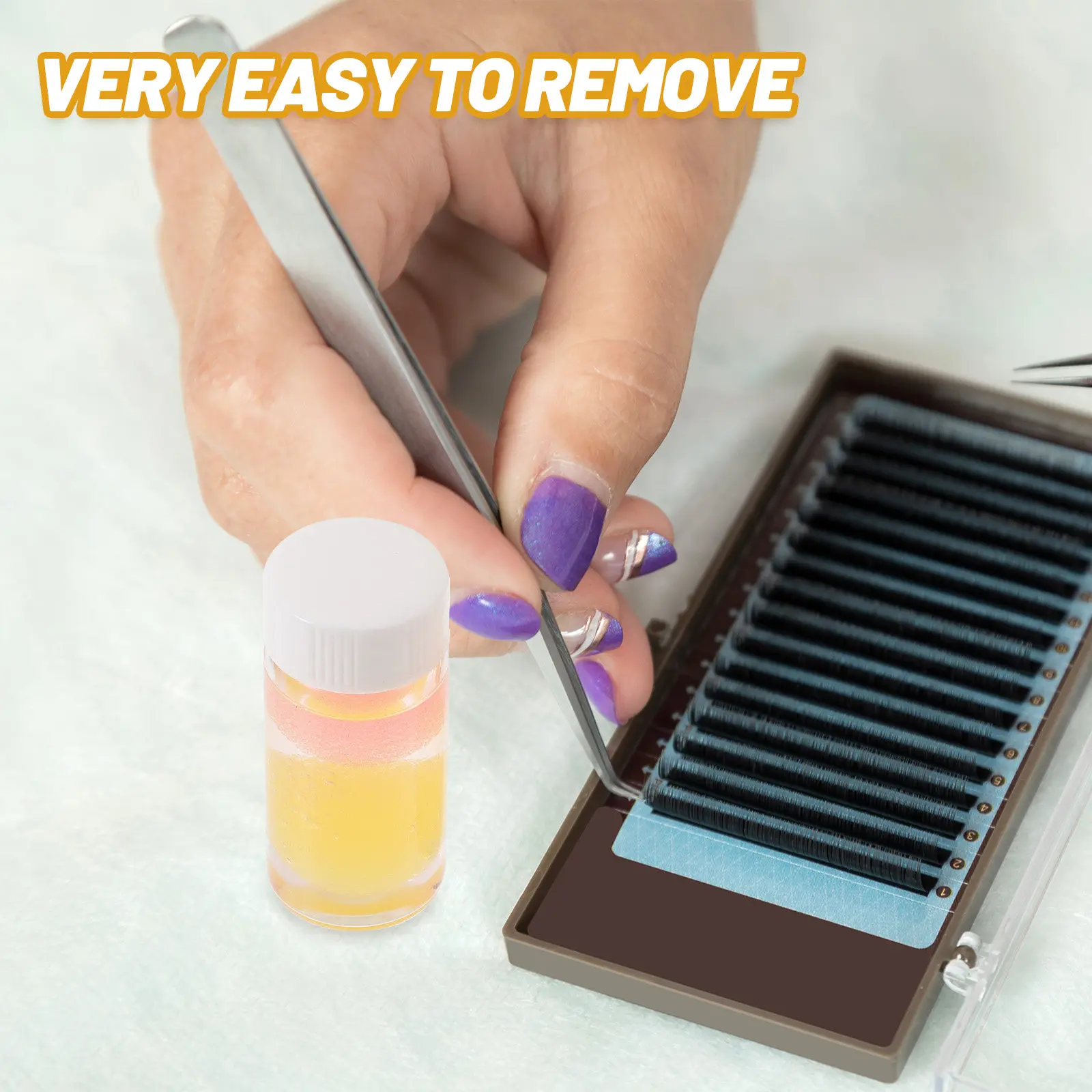 2Pcs Eyelash Tweezers Glue Cleaner Liquid Soak-and-Clip Formula No-Residue Removal Leak-Proof Cap Salon Supplies Tweezers