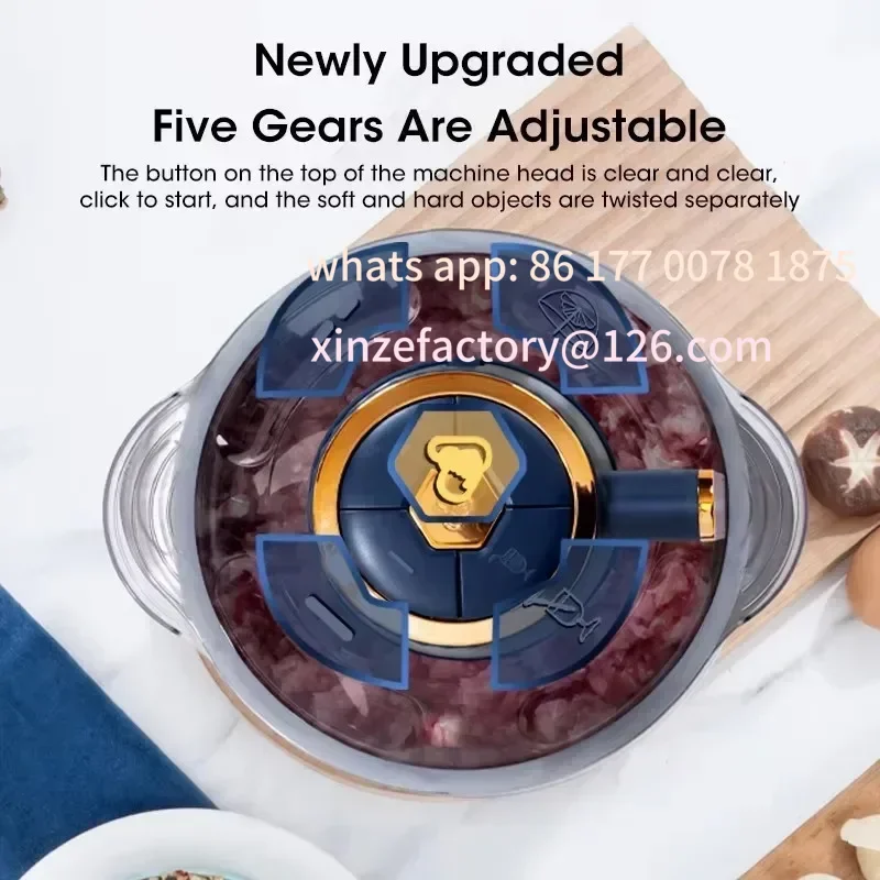 تخصيص 2025 مفرمة اللحم الكهربائية 5L كسارة الطعام الفولاذ المقاوم للصدأ متعددة الوظائف قطاعة الخضراوات المعالج المروحية كيتش #6