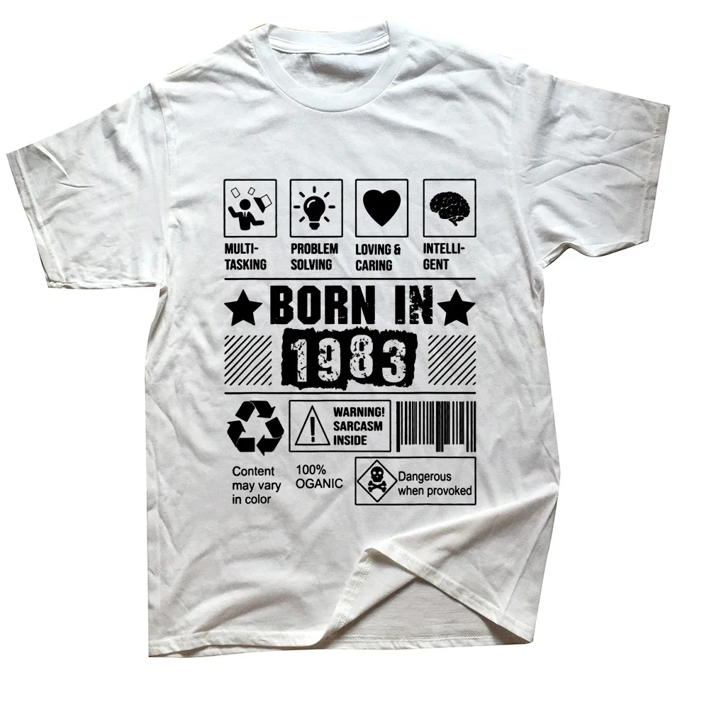 Short Sleeve Birthday Gifts Summer Style T-shirt Born In 1983 Multi-tasking Problem Solving Loving Caring T Shirts Streetwear