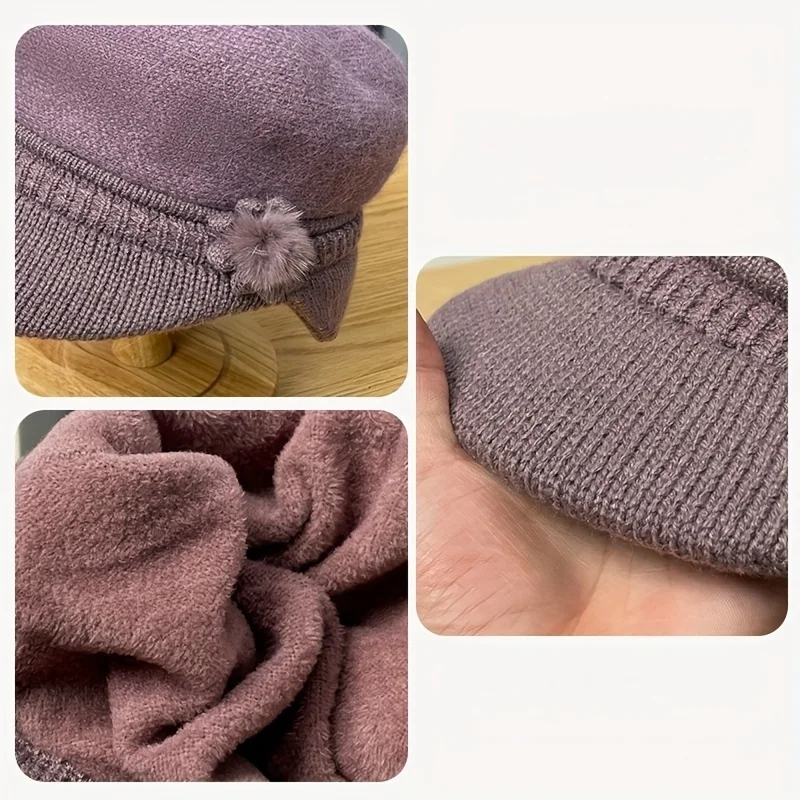 Комплект из 2 зимних шапок и шарфов для пожилых женщин и мам — ветрозащитные теплые наушники, шапки-бини и утеплители для шеи