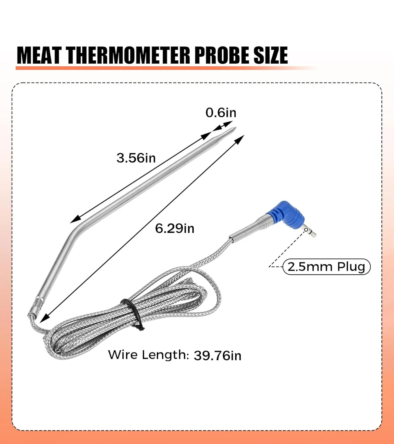 2pcs Thermometer Probes Stainless Steel Meat Temperature Probe for Thermopro TP04 TP06 TP07 TP08 TP09 TP10 TP16 & More view 2