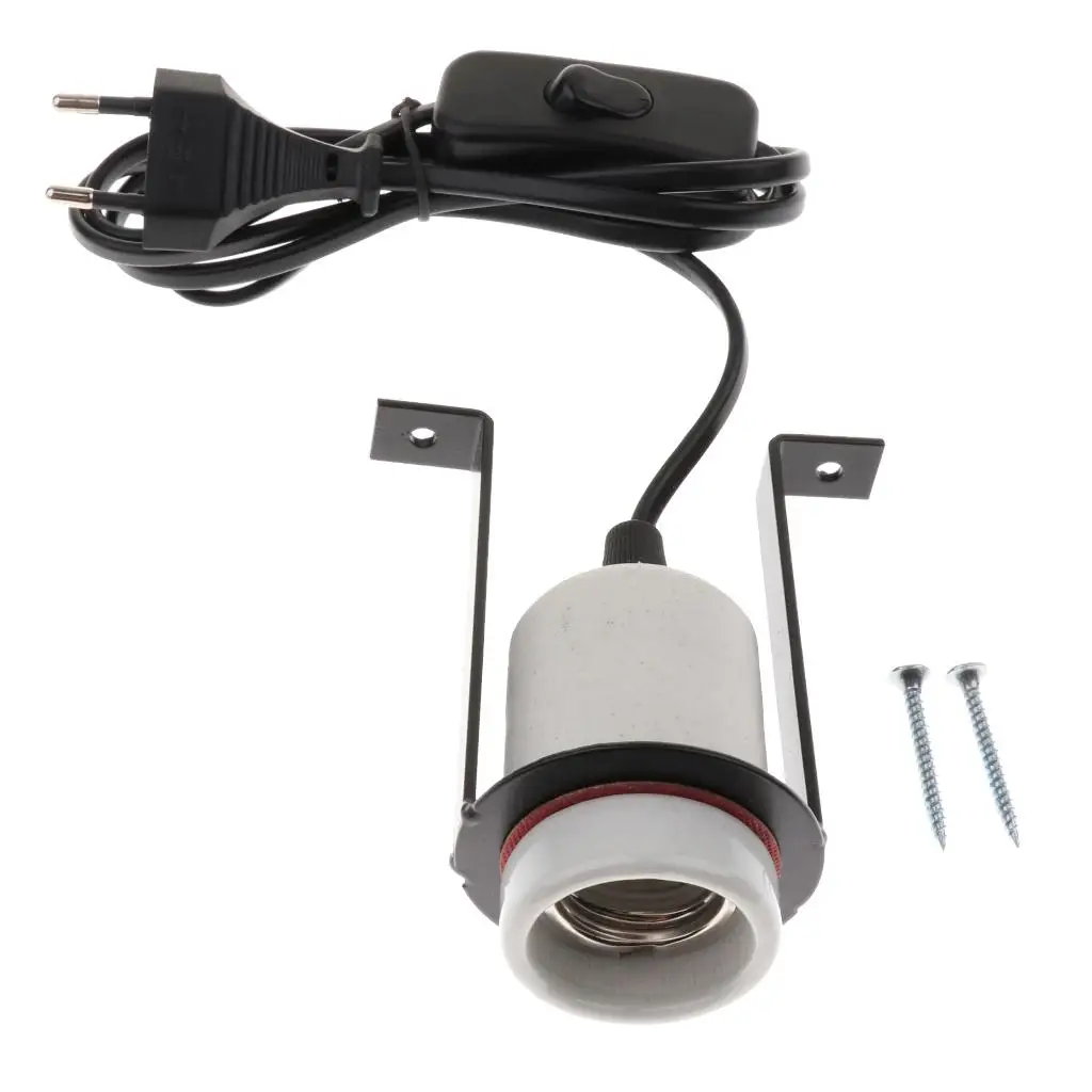 Iron and Ceramic Reptile Lamp Holder Flexible E27 Socket with on Off Switch for Different Heating Bulbs in Lizard Enclosures