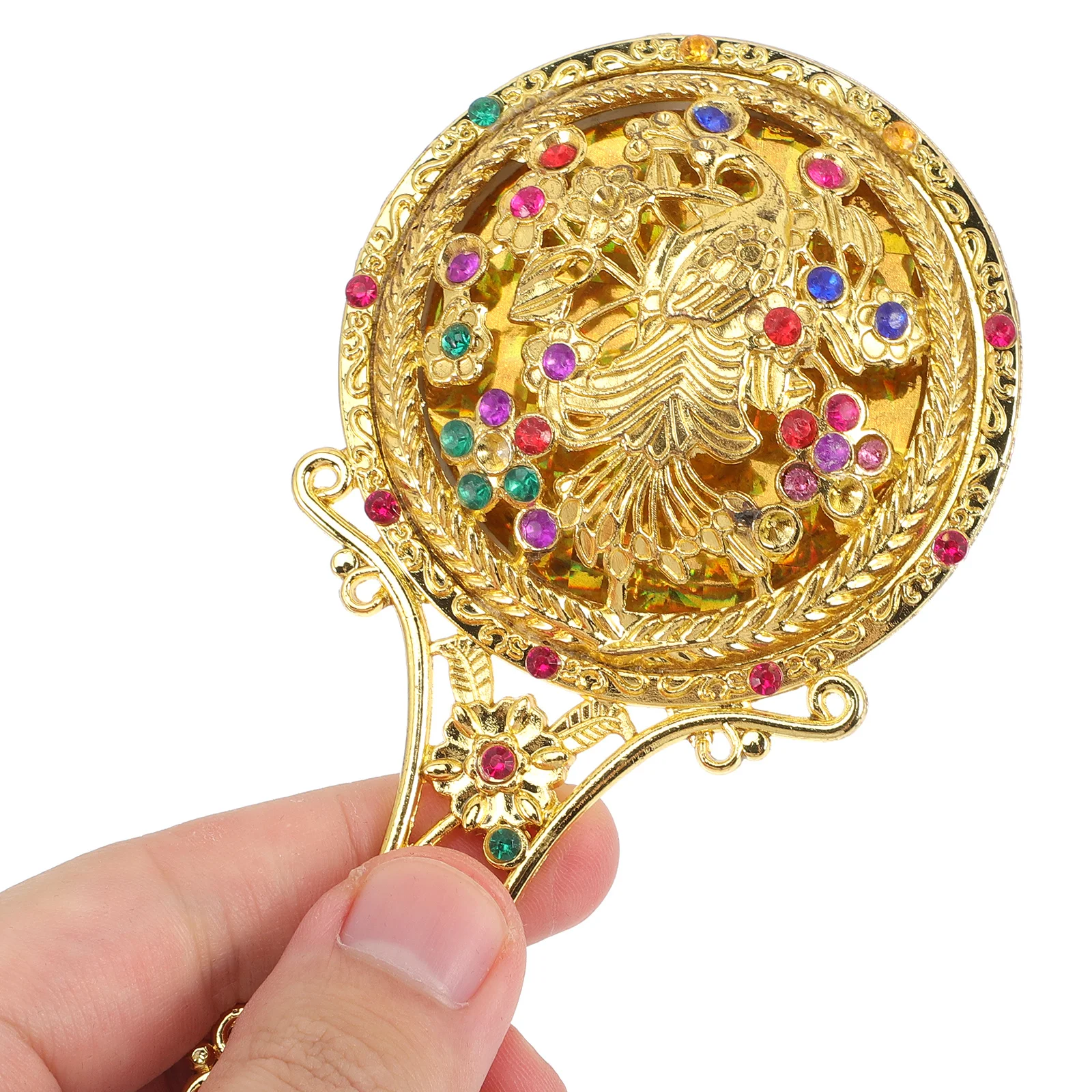 

1Set Vintage Handheld Mirror Comb Set Compact Makeup Mirror Portable Vanity Set Small Gift for Women and Friends