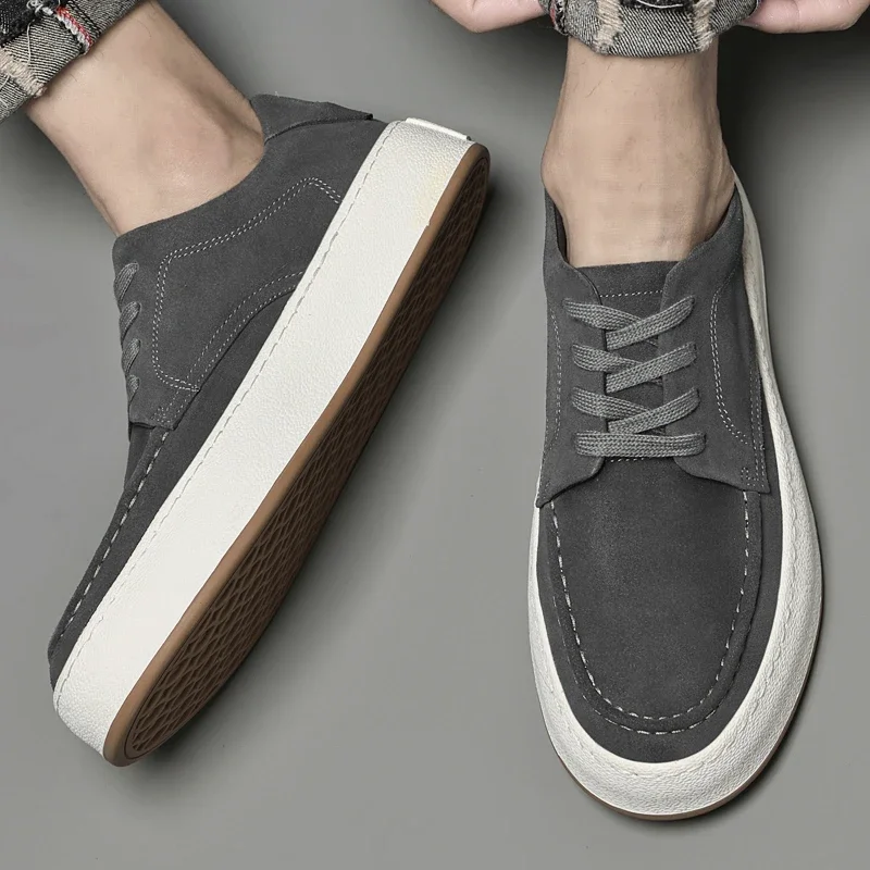 Men Fashion Trends Suede Leather Oxford Shoes Slip-on Light Comfortable  Flats Outdoor Walk Sneakers Daily Commute Casual Shoes