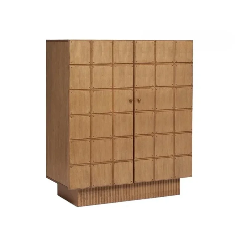 Side cabinet Italian oak bogu frame composite retro amber furniture cabinet storage cabinet