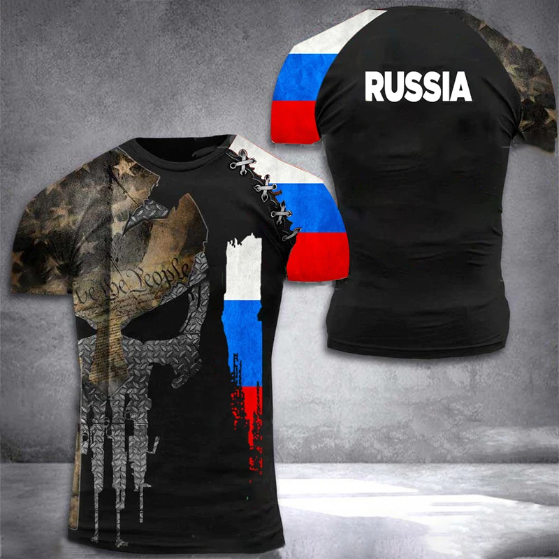 Russia Forest Camouflage T Shirt Men Clothing Jungle Commando T-shirts 3D Print Short Sleeve Tee Shirts Breathable Tops Clothing