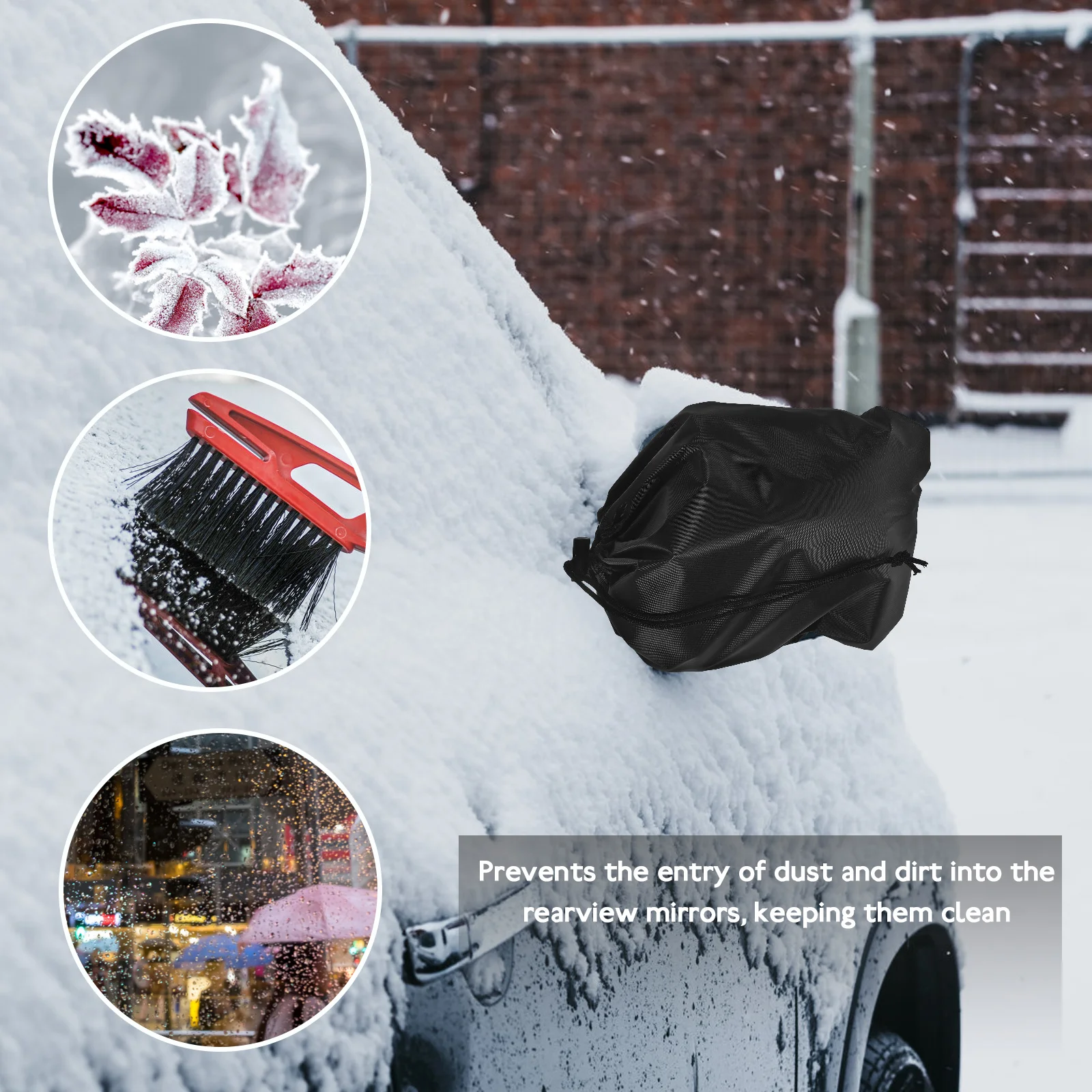 

2pcs Rear View Covers Oxford Cloth Car Side Mirror Protective Cover Dust Rain Snow Resistant Easy Install Exterior for Cars