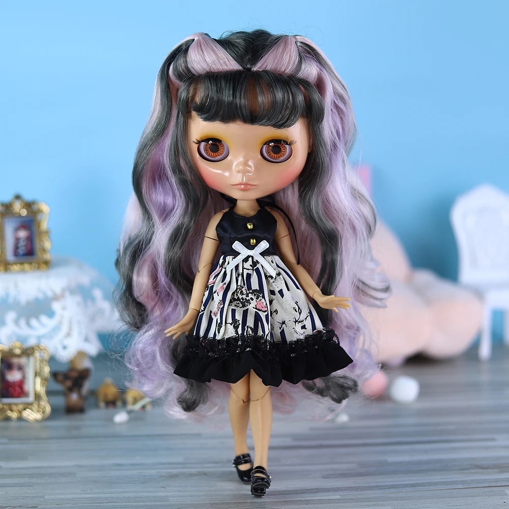 ICY DBS Blyth Doll tan Skin Joint Body Glossy Face Special Hair Color Set Doll DIY SD Gift Toy