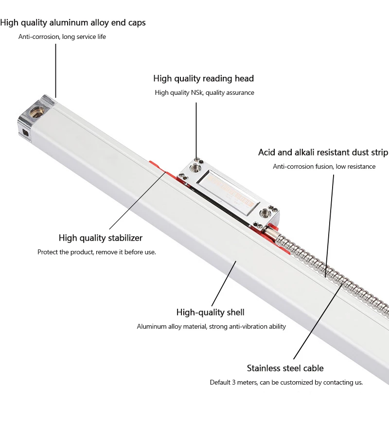 SINO 3 Axis Digital Readout SDS3MS Dro Set Kit and 3PCS Linear Glass Scales Encoder 5U TTL Working Stroke Length YHSINO