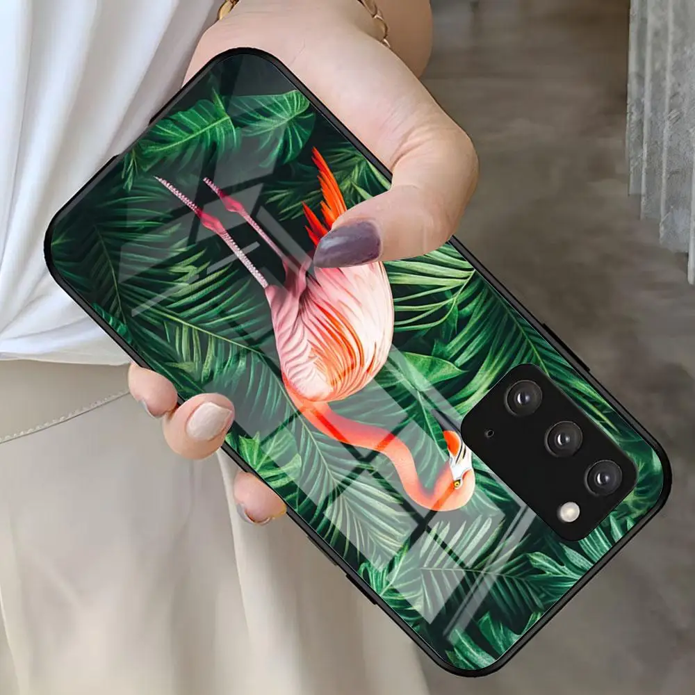 Pink Red Flamingo Phone Case For Samsung S26 S25 S24 FE S23 S22 S21 Plus S20 Ultra Note20Ultra Black Glass Cover