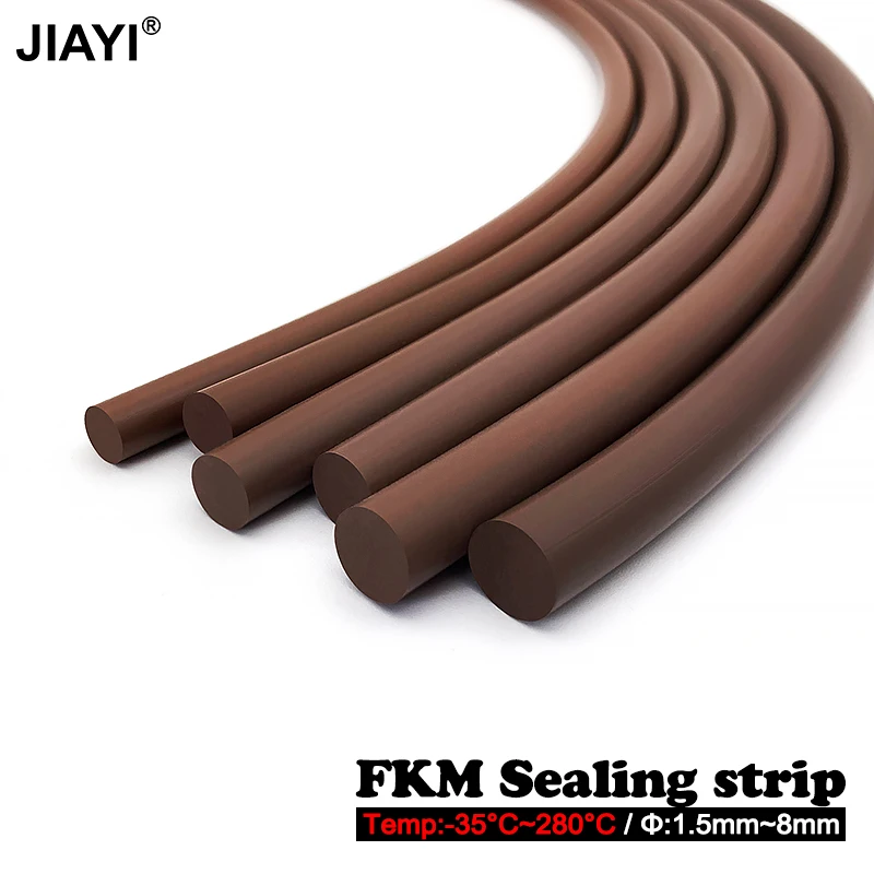 2/3/5M FKM Solid Sealing Strips O-ring Rope Fluorine Rubber Round Strip High Temp Oil Resistance Not Foaming Diamater 1.5~8mm