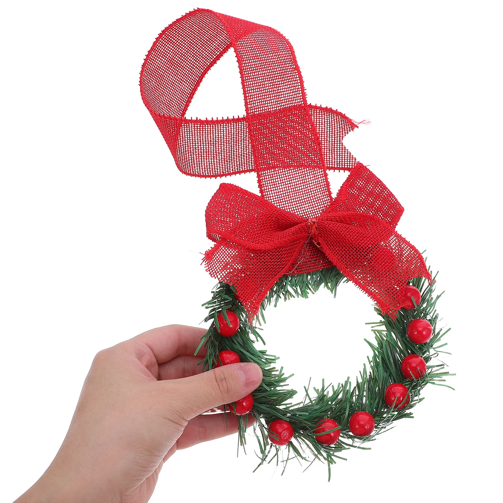 

4Pcs Large Artificial Christmas Wreath Red Ribbon Bow Hanging Garland Indoor Front Door Window Festive Decoration