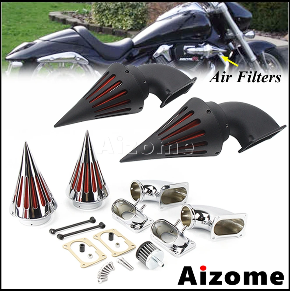 Aluminum Motorcycle Dual Spike Cone Air Filters For Suzuki Boulevard M109 M 109R M109R Engine Intake Cleaner Filter All Years