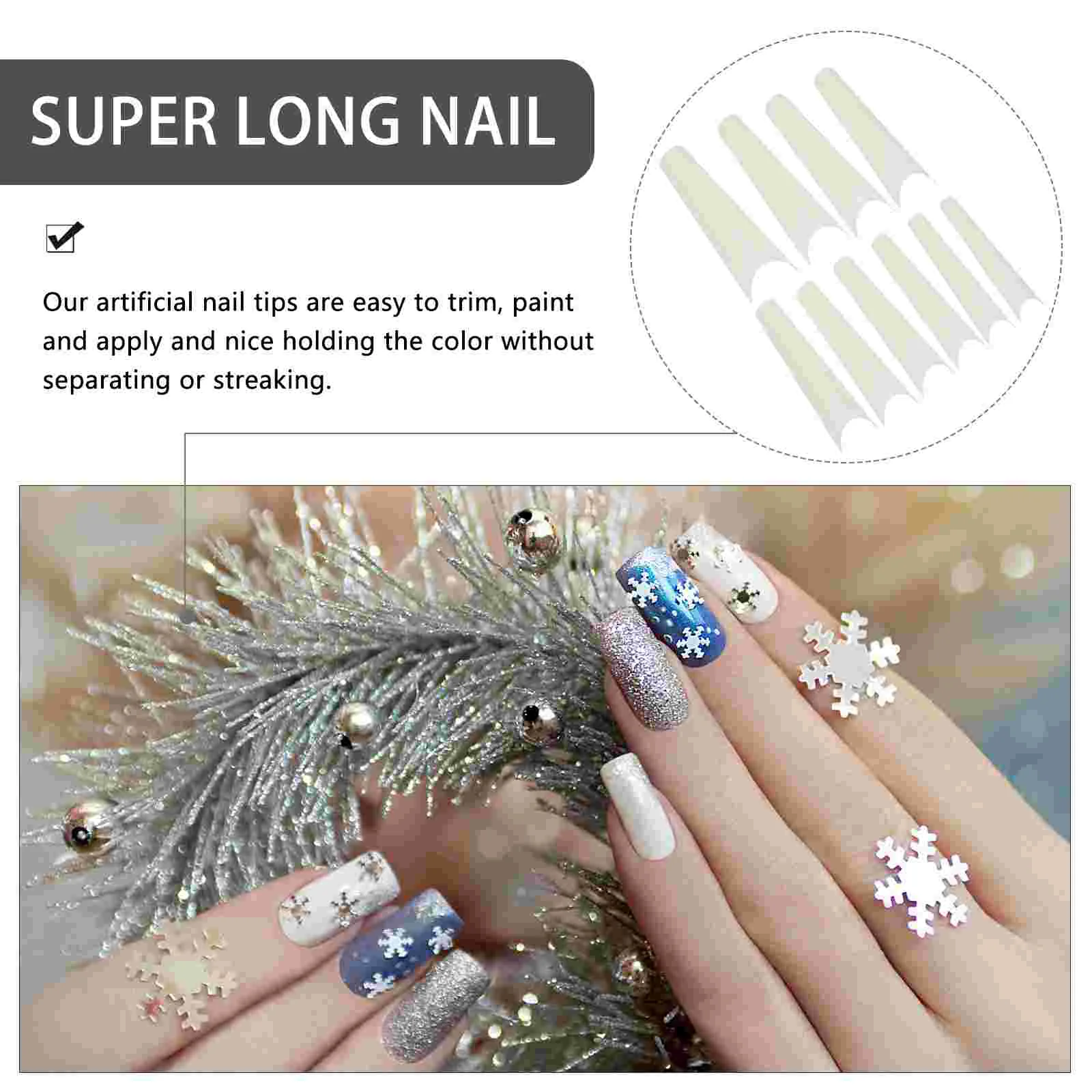 500 stuks kunstnageltips valse vingernagels ABS plastic doodskistvorm covers trimverf toepassing salon bruiloftsfeest