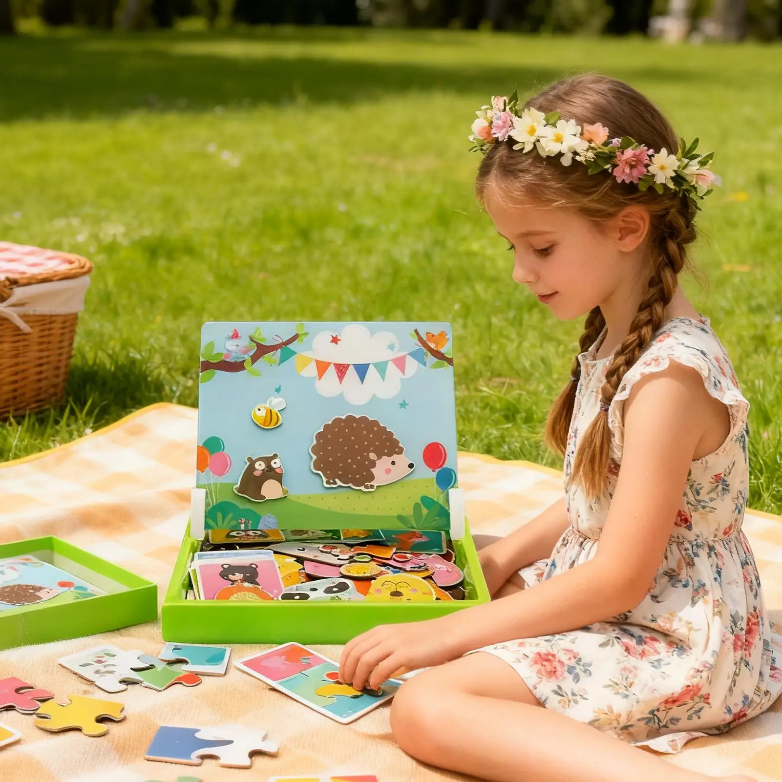 Quebra-cabeça de viagem dupla face jogos de tabuleiro fazenda quebra-cabeças crianças brinquedos de atividade para meninas da criança crianças pré-escolar carro de viagem de estrada