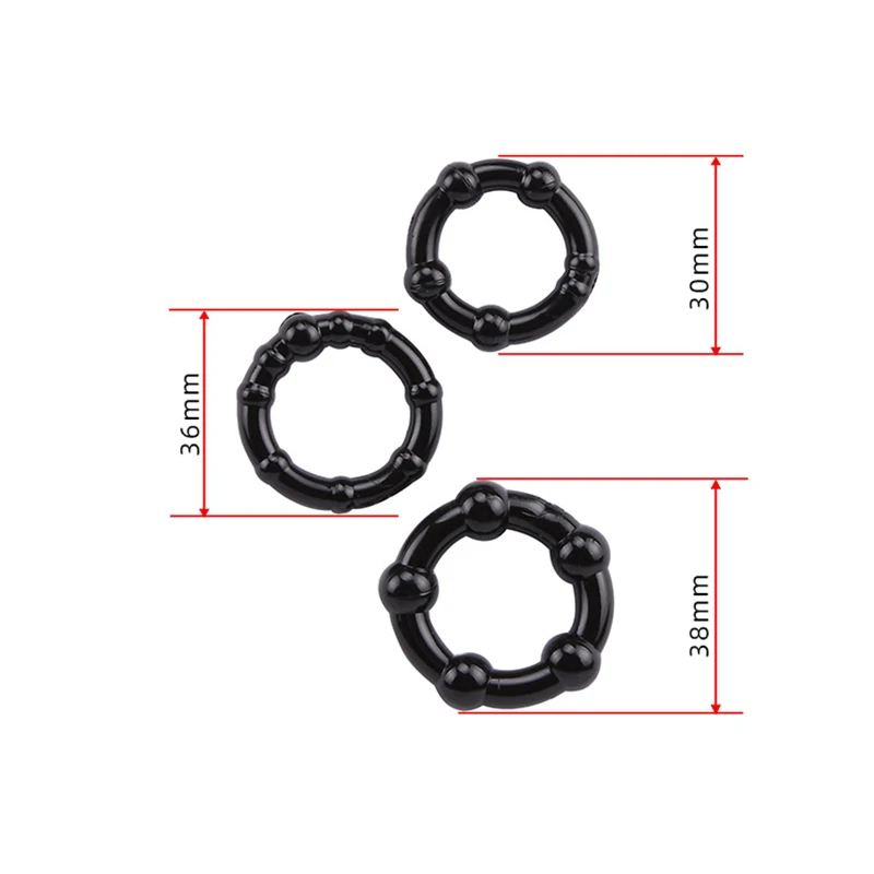 3Pcs Cock Penis Ring Bead Penis Ring Male Delay Ejaculation Lasting Silicone Erection Ring Sex Toys Men Adults Ball Stretcher