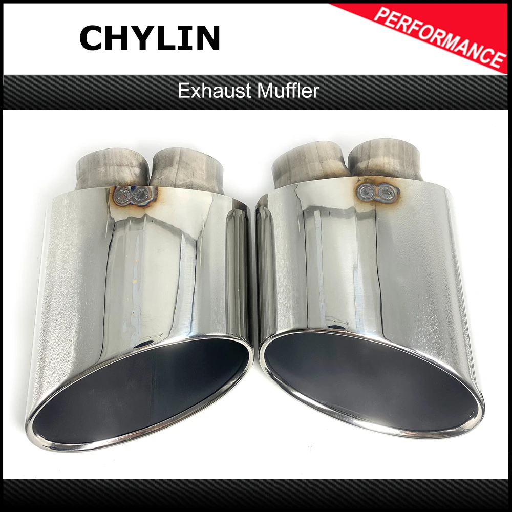 1 Pair Car Exhaust Tip For Audi A4 A5 A6 A7 UP TO RS4 RS5 RS6 RS7 Muffler Tip Tailpipe 304 Stainless Steel Exhaust Pipe