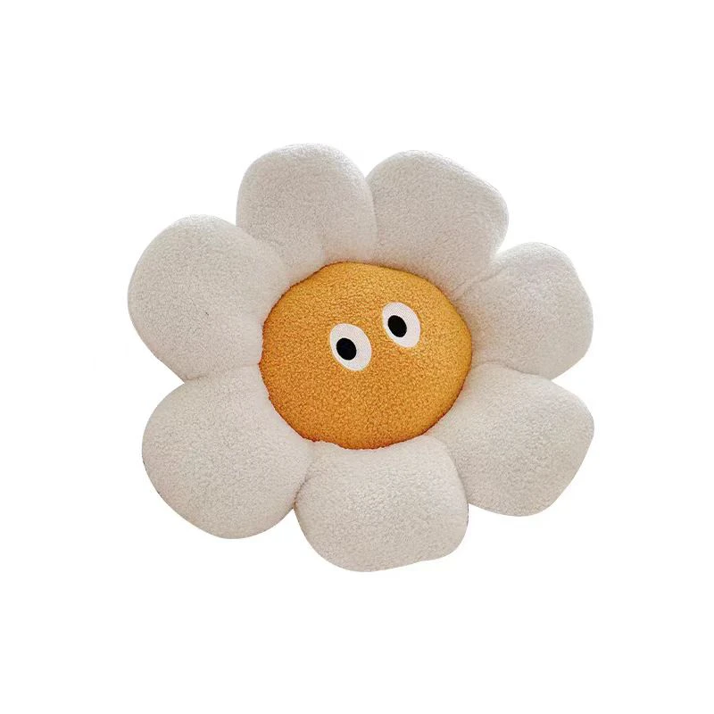 Cute Sun Flower Furry Plush Cushion Pillow Mat Stuffed Lifelike Flower Shape Baby Kids Home Soft Pillow Cushion Home Decor