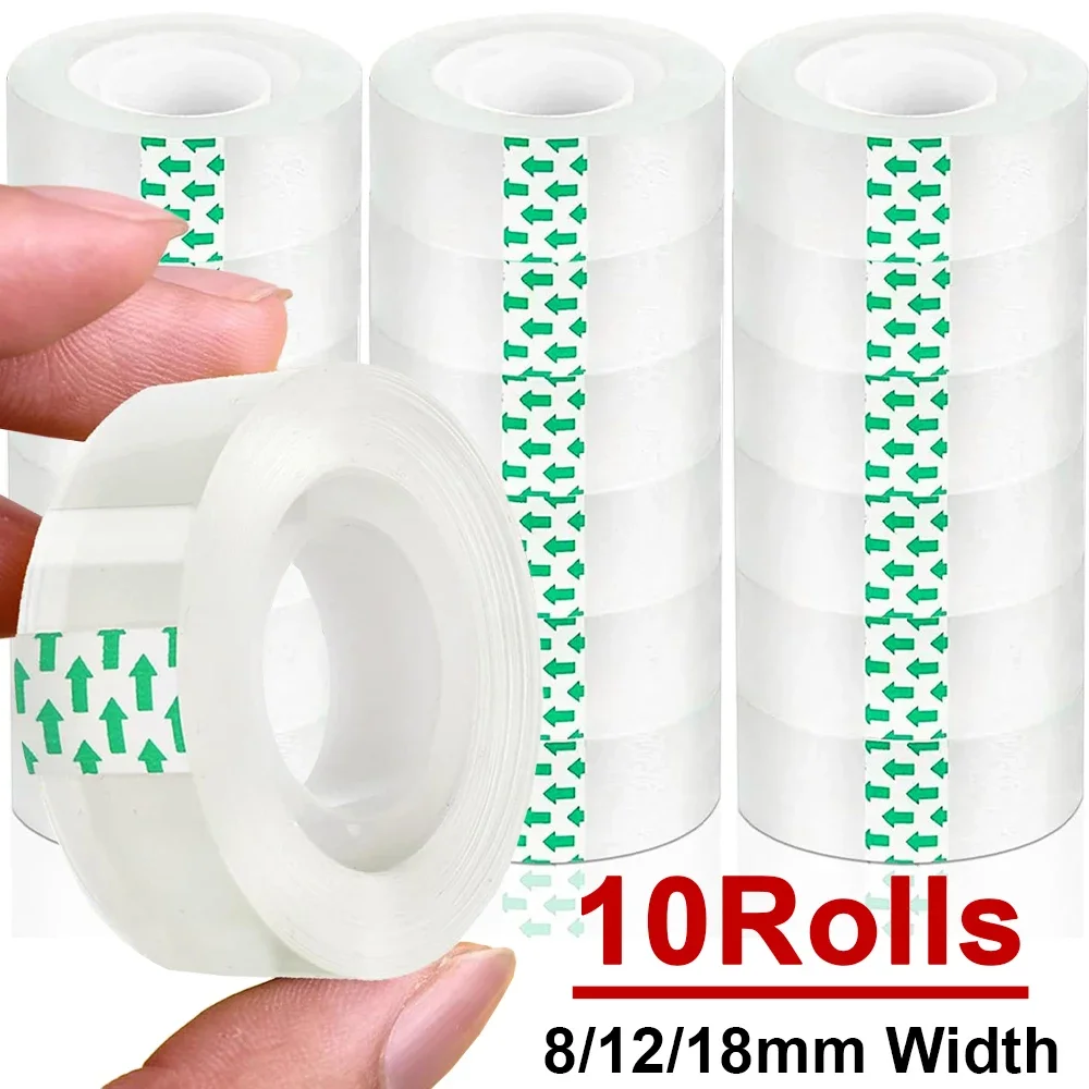 1-10 Rolls Transparent Tape Refills Wrapping Tape Roll 0.8cm 1.2cm 1.8cm High-viscosity Adhesive Tapes Home School Supplies